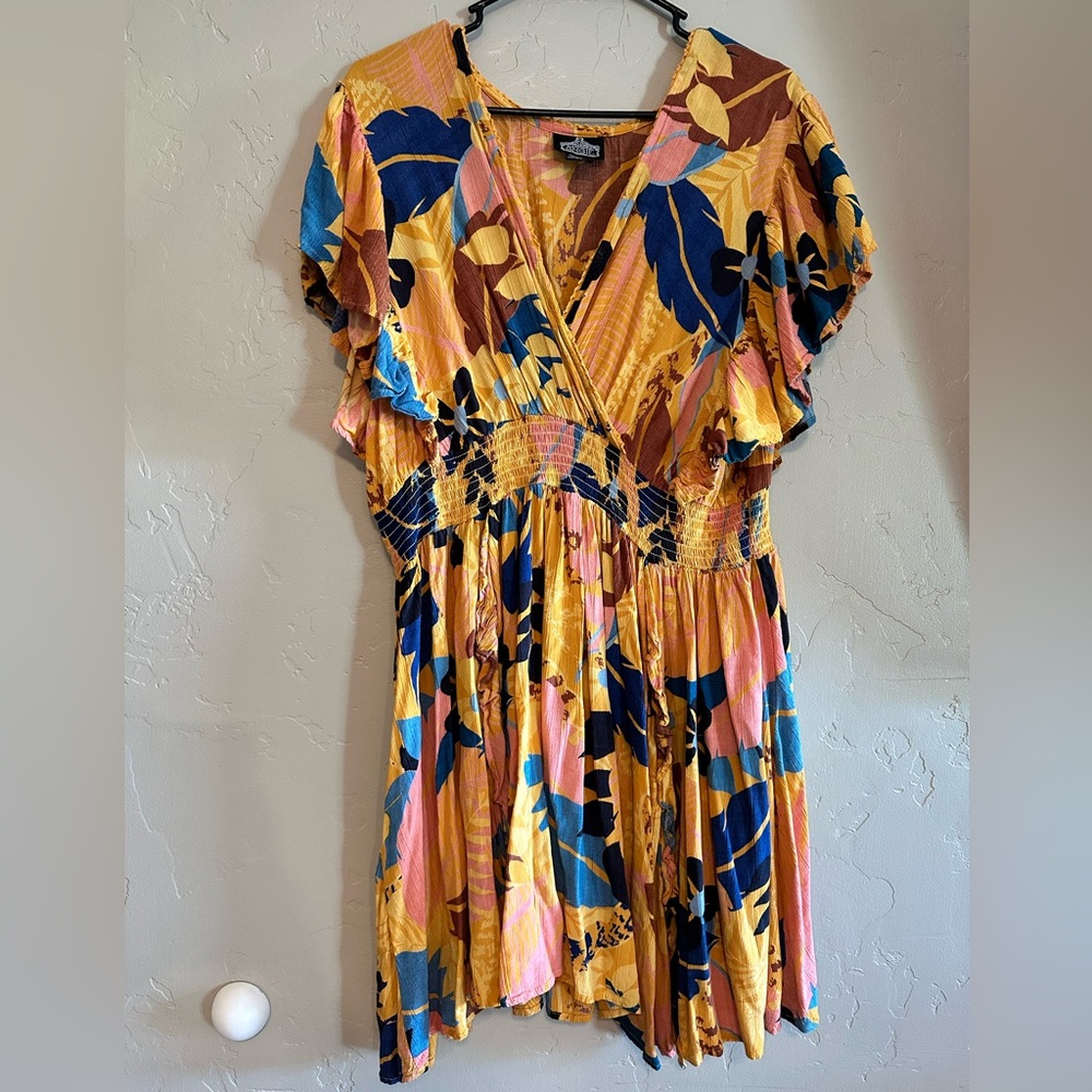 Angie Gold and Blue Ruffled Sundress